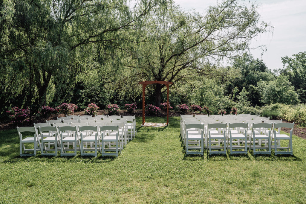 wide shot of wedding ceremony before commencing 