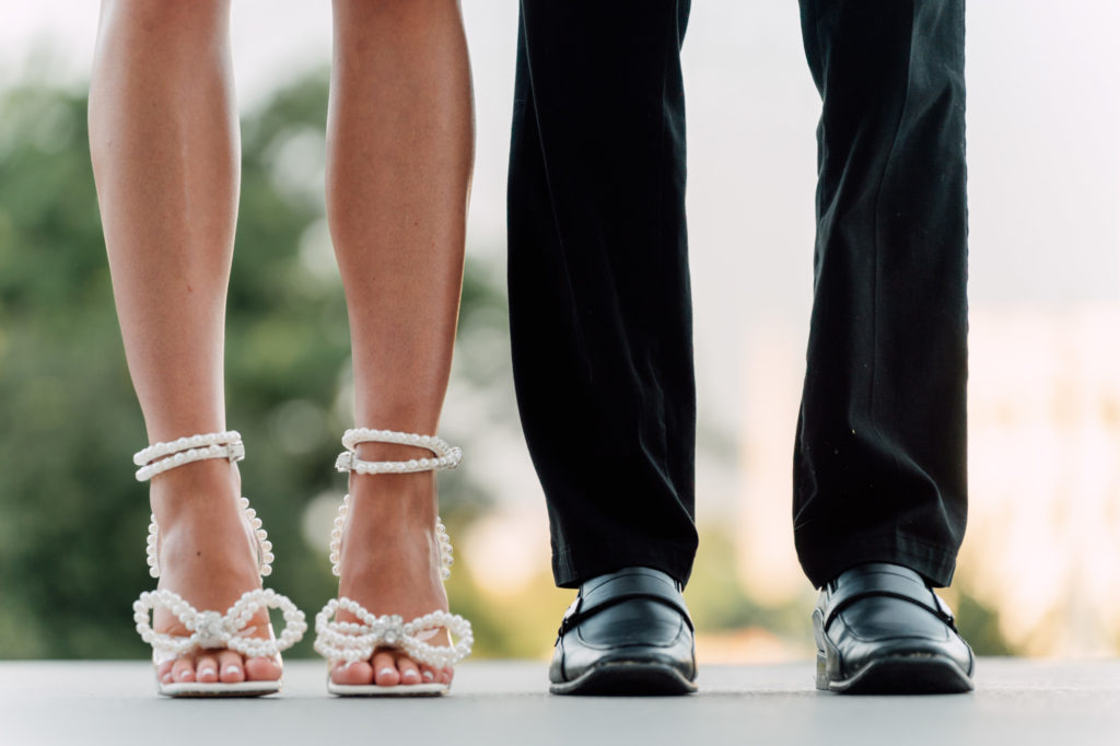 bride and groom shoe details