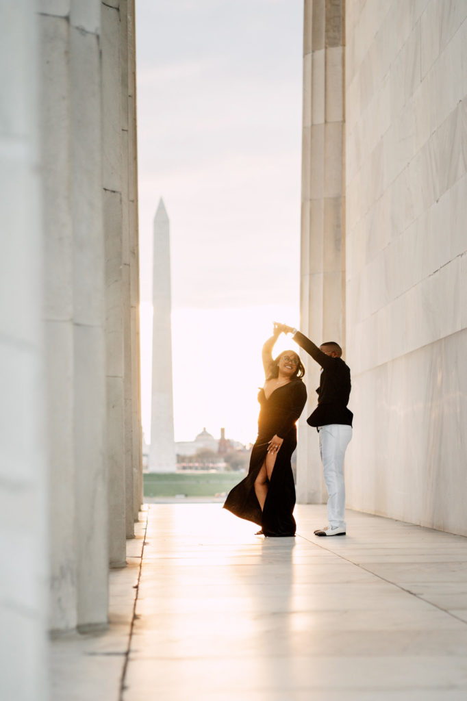 couple dancing during their engagement photography session