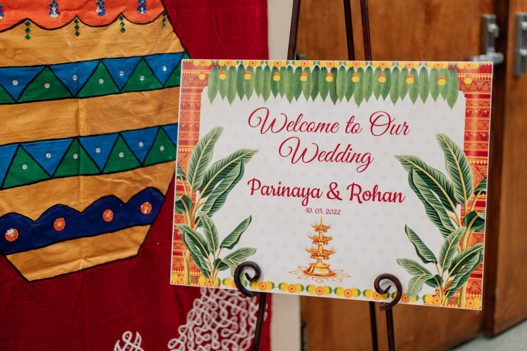 indian bride and groom wedding sign