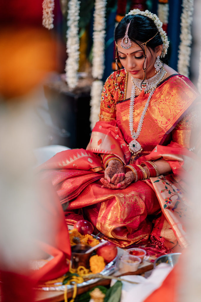 indian bride waiting for wedding ceremony to begin