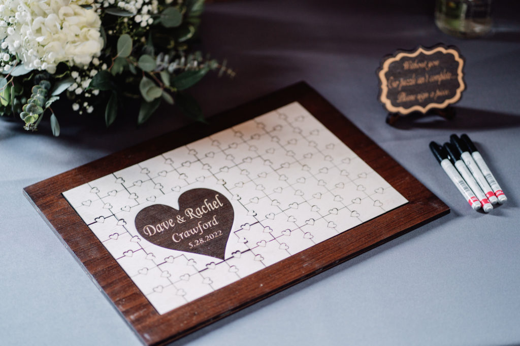 wedding puzzle with bride and groom's names