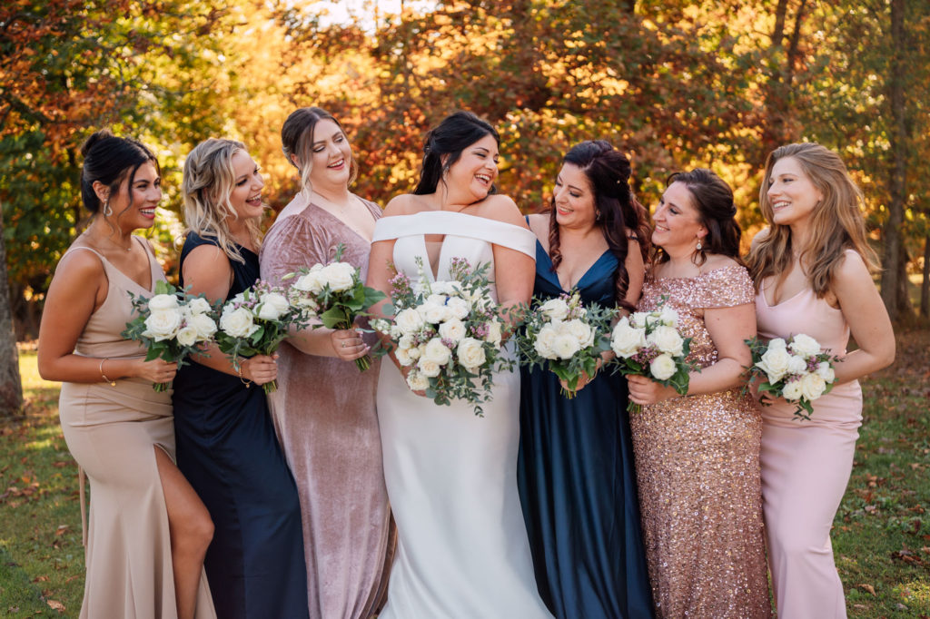 bridesmaids having fun and laughing together at a Leesburg virginia wedding