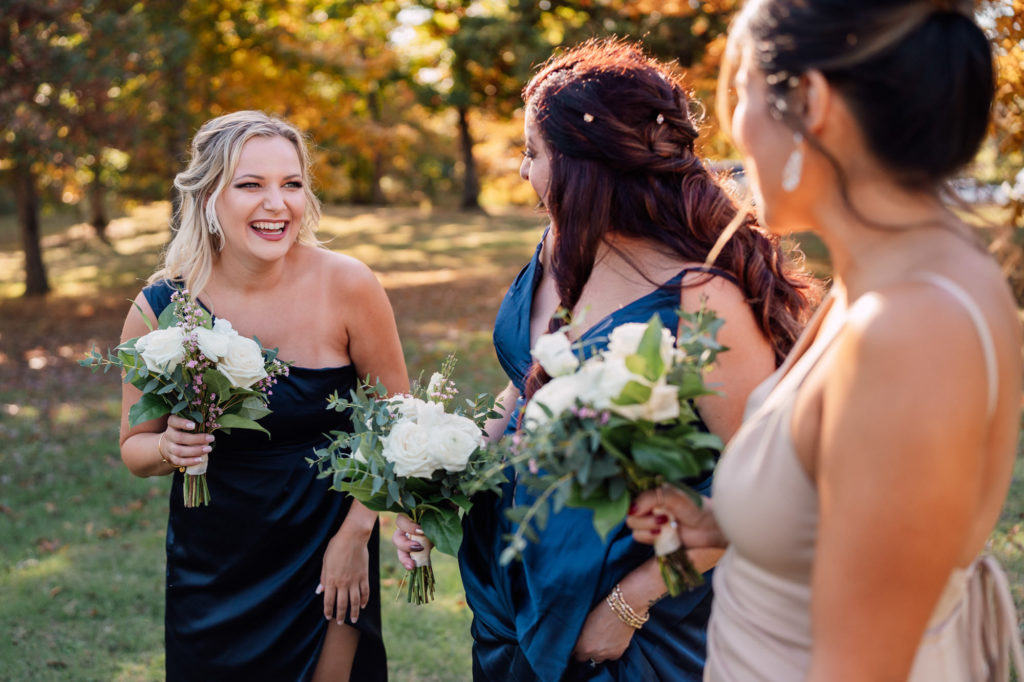 bridesmaids having fun and laughing together