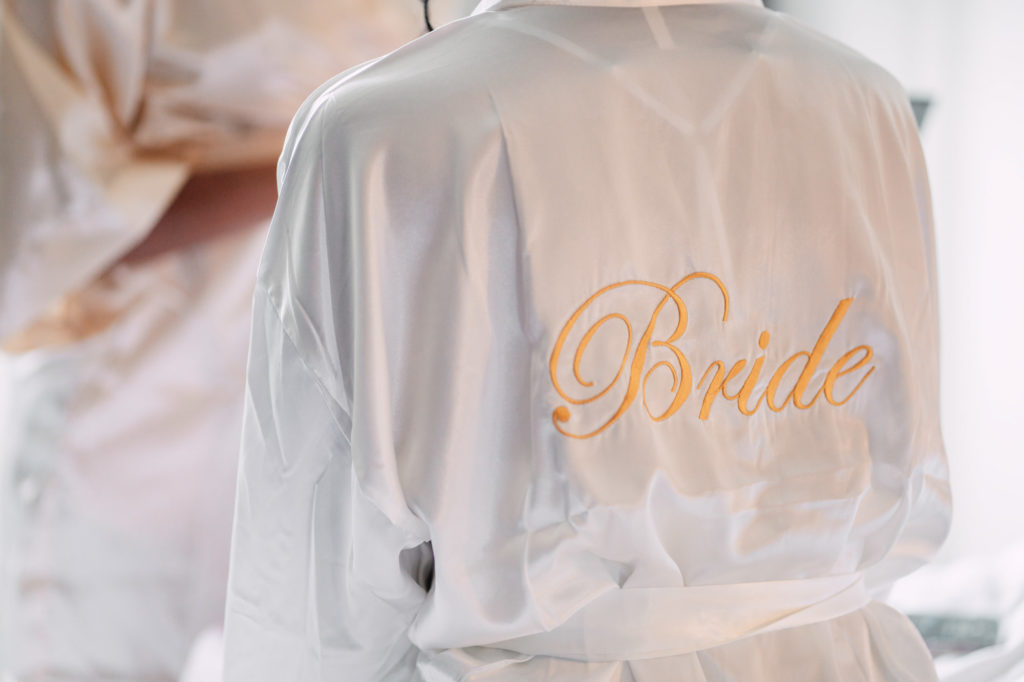 back of bride's robe