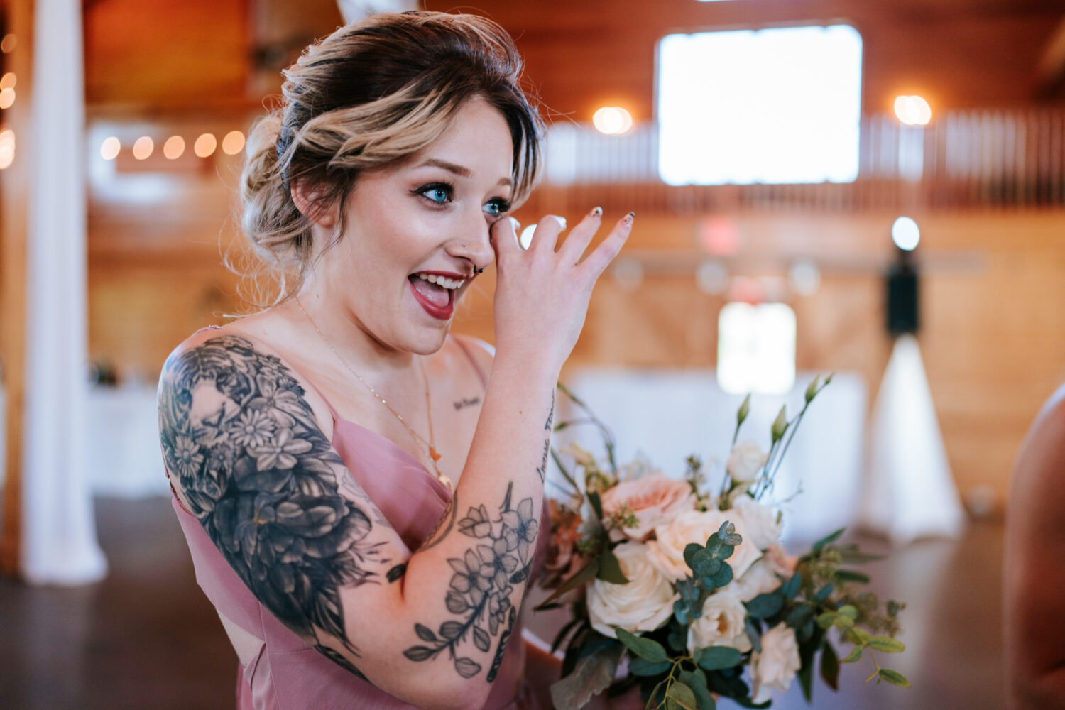 bridesmaid emotional after seeing her friend get married