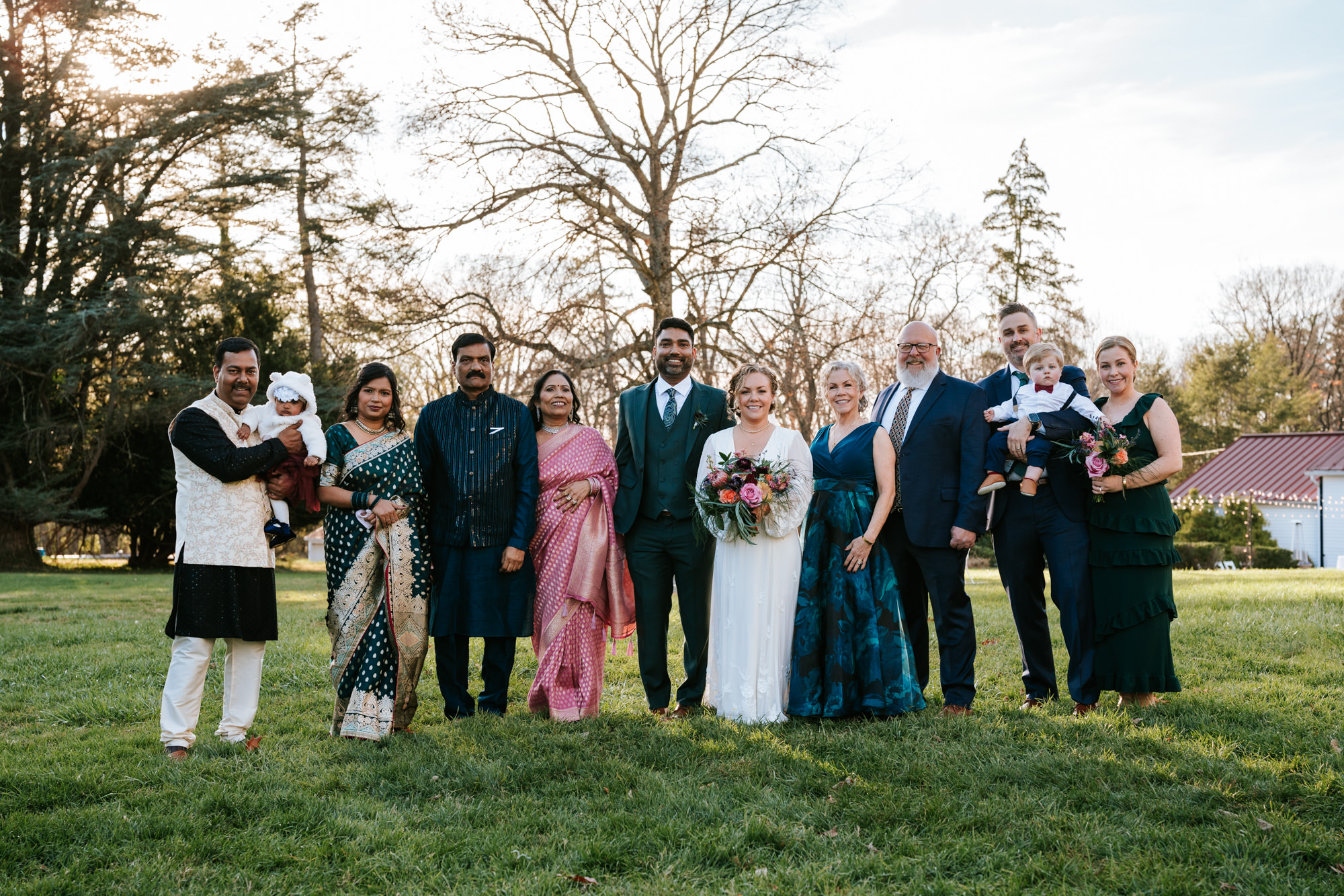 wedding day family portrait at the historic rosemont manor