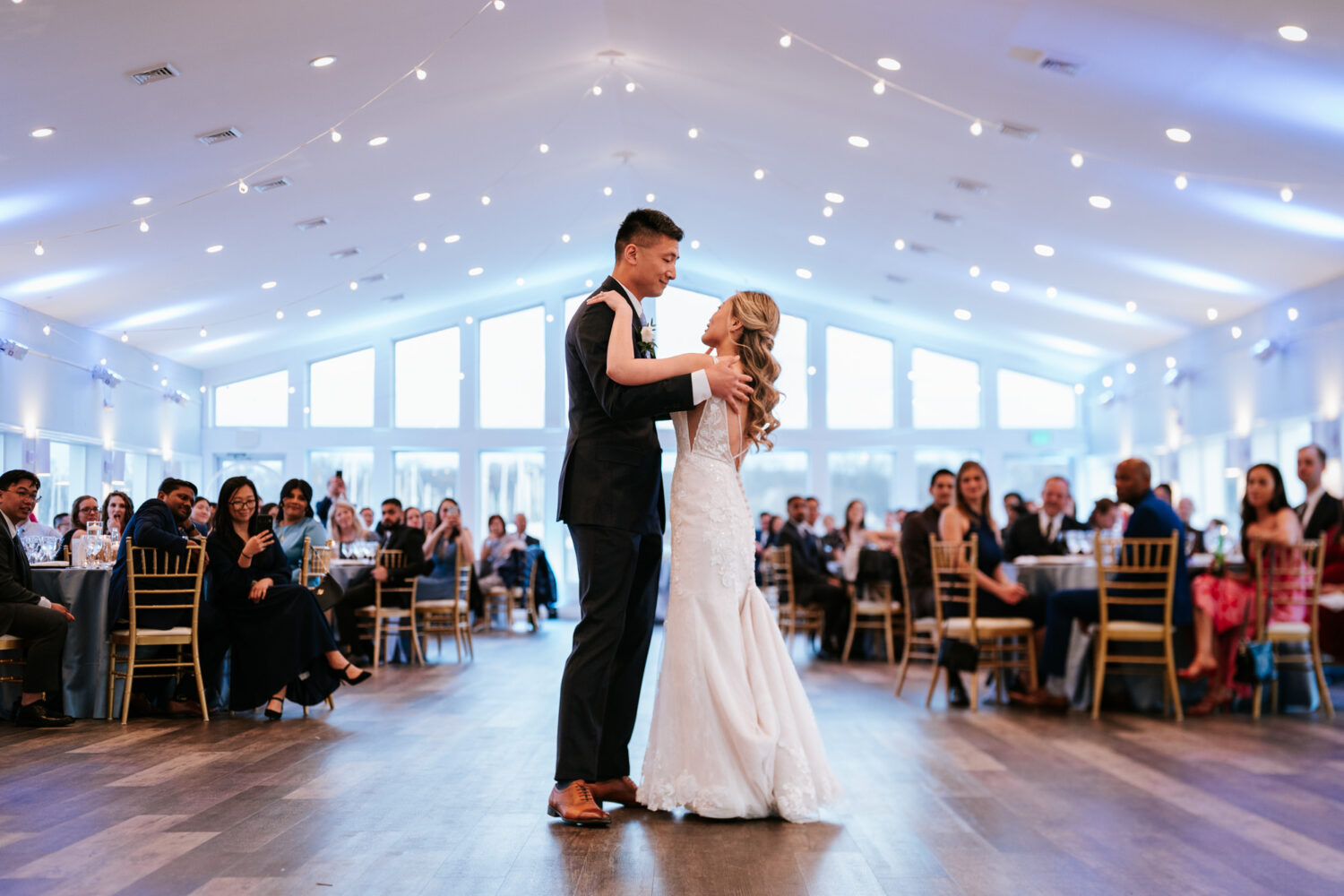 bride and groom first dance on their wedding day at anchor inn