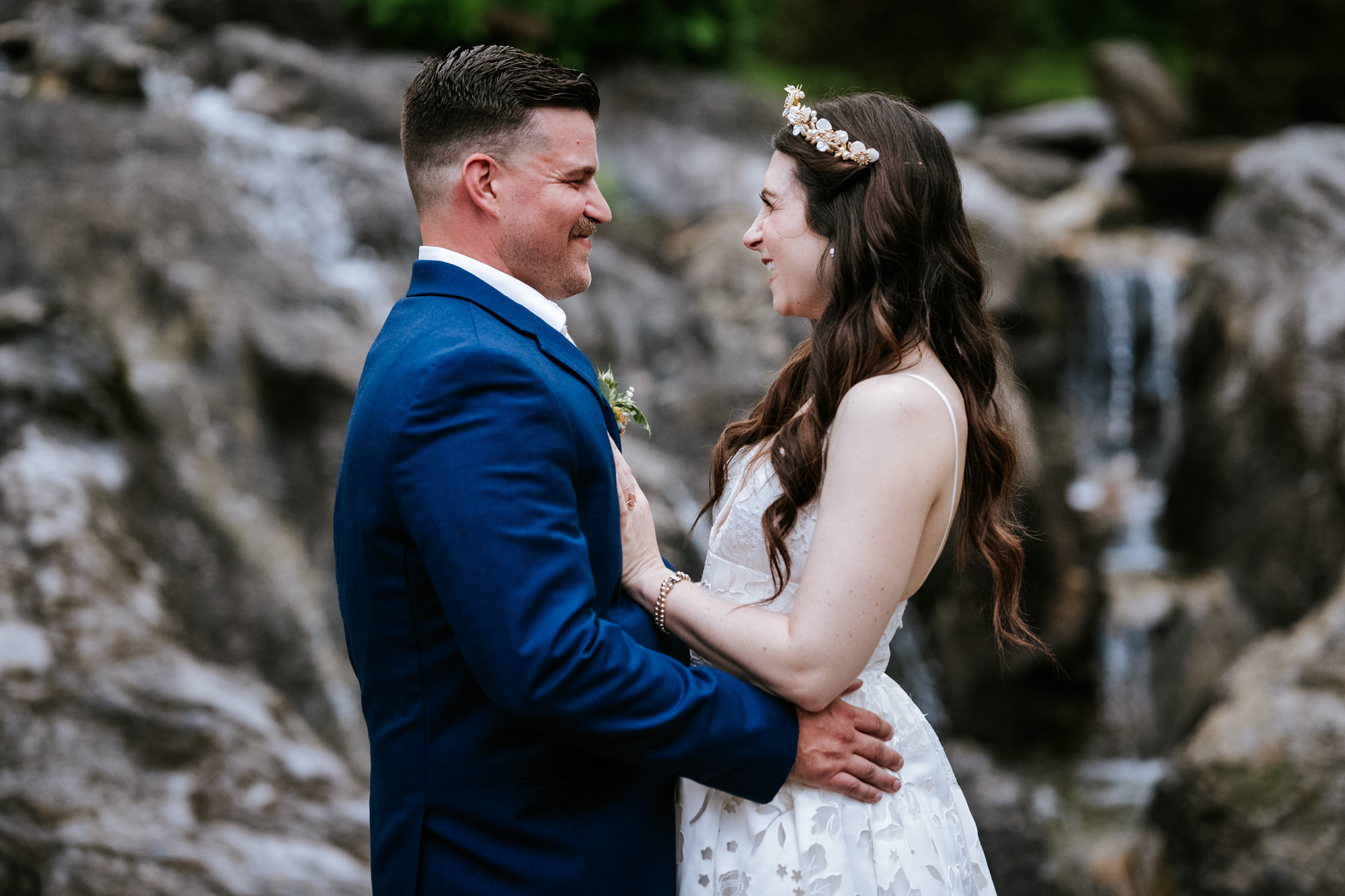 bride and groom portrait during their historic rosemont springs wedding day