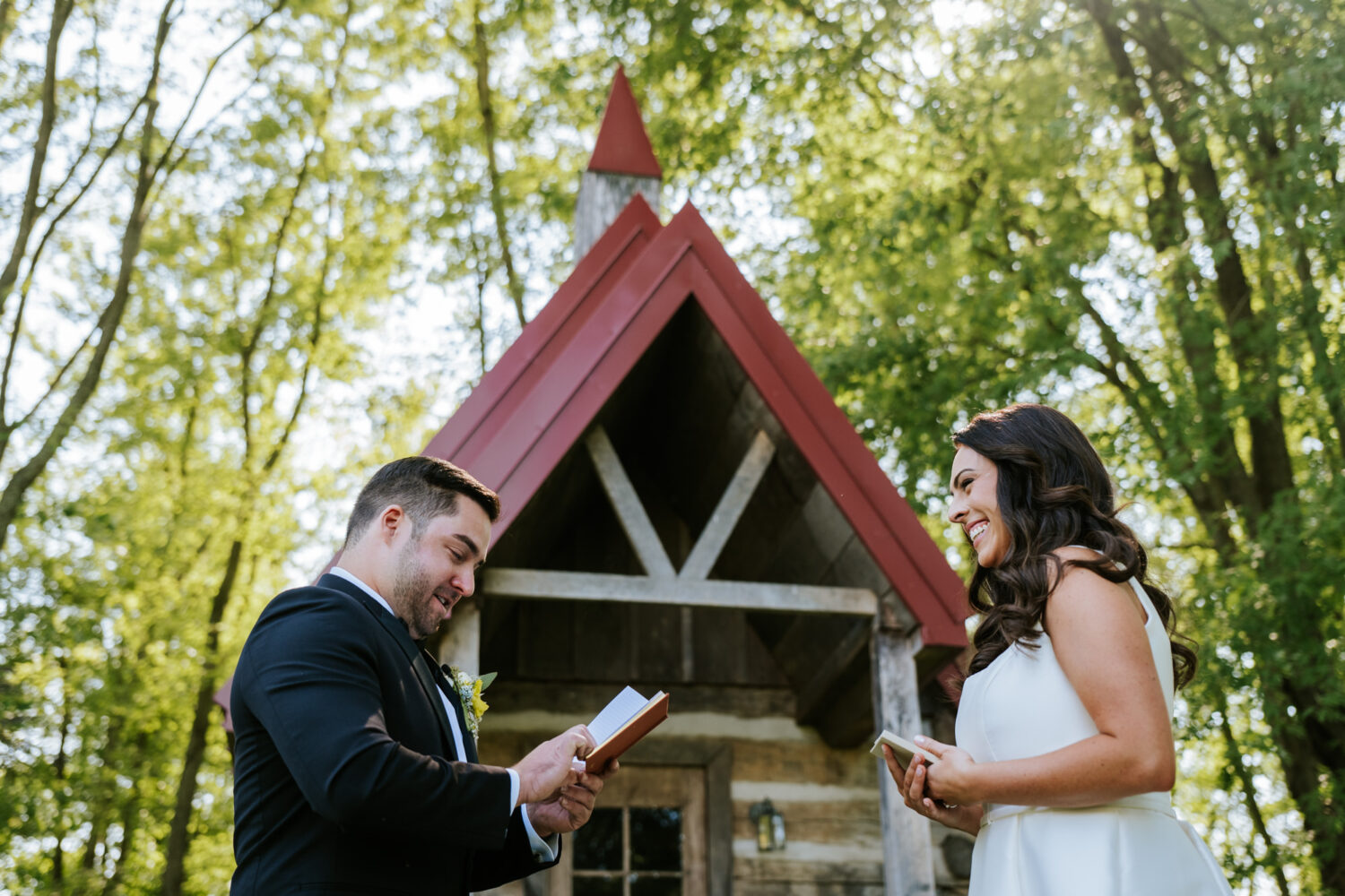 bride and groom exchanging private vows on their wedding day