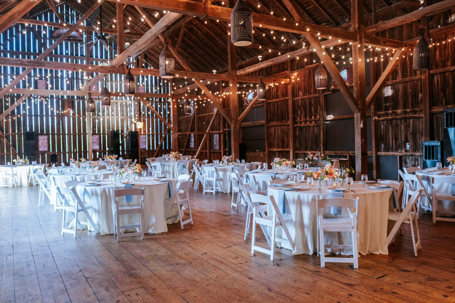 wide shot of the wedding reception at riverside on the potomac