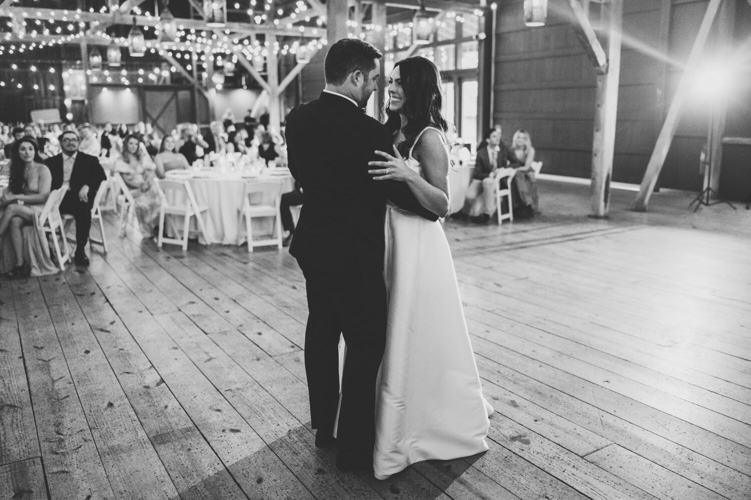 bride and groom having their first dance on their wedding day