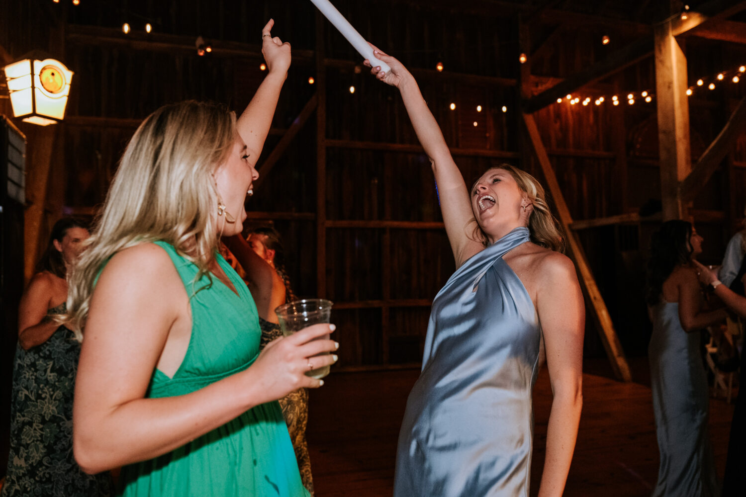 wedding guests having fun on the dance floor