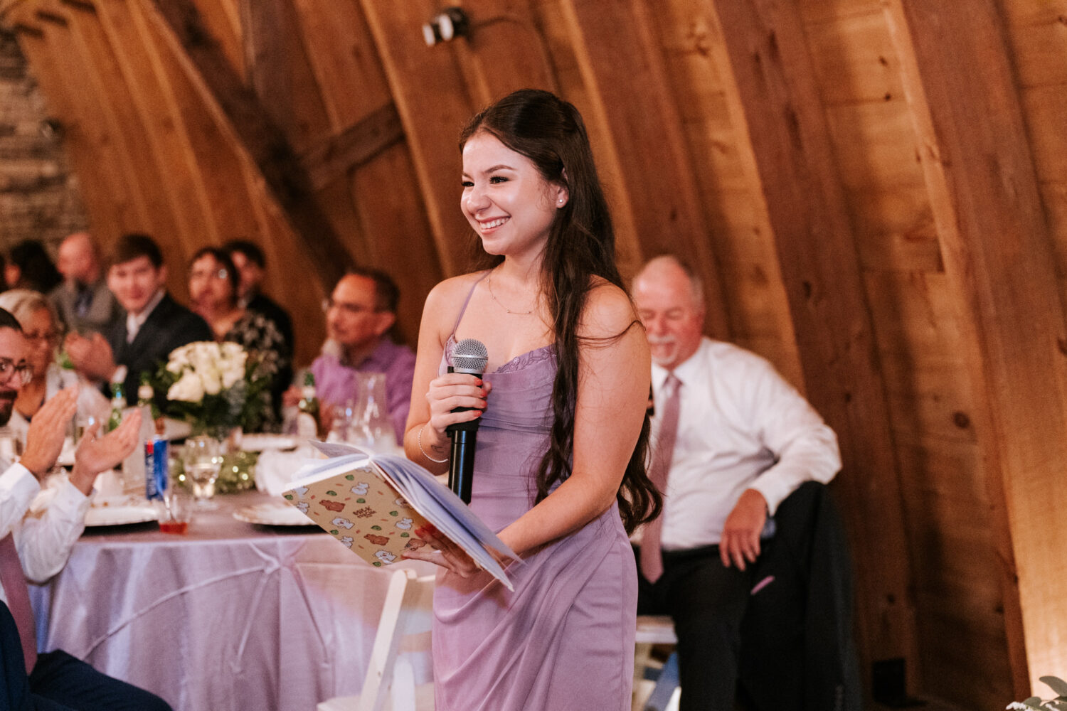 sister of the bride giving a wedding day speech