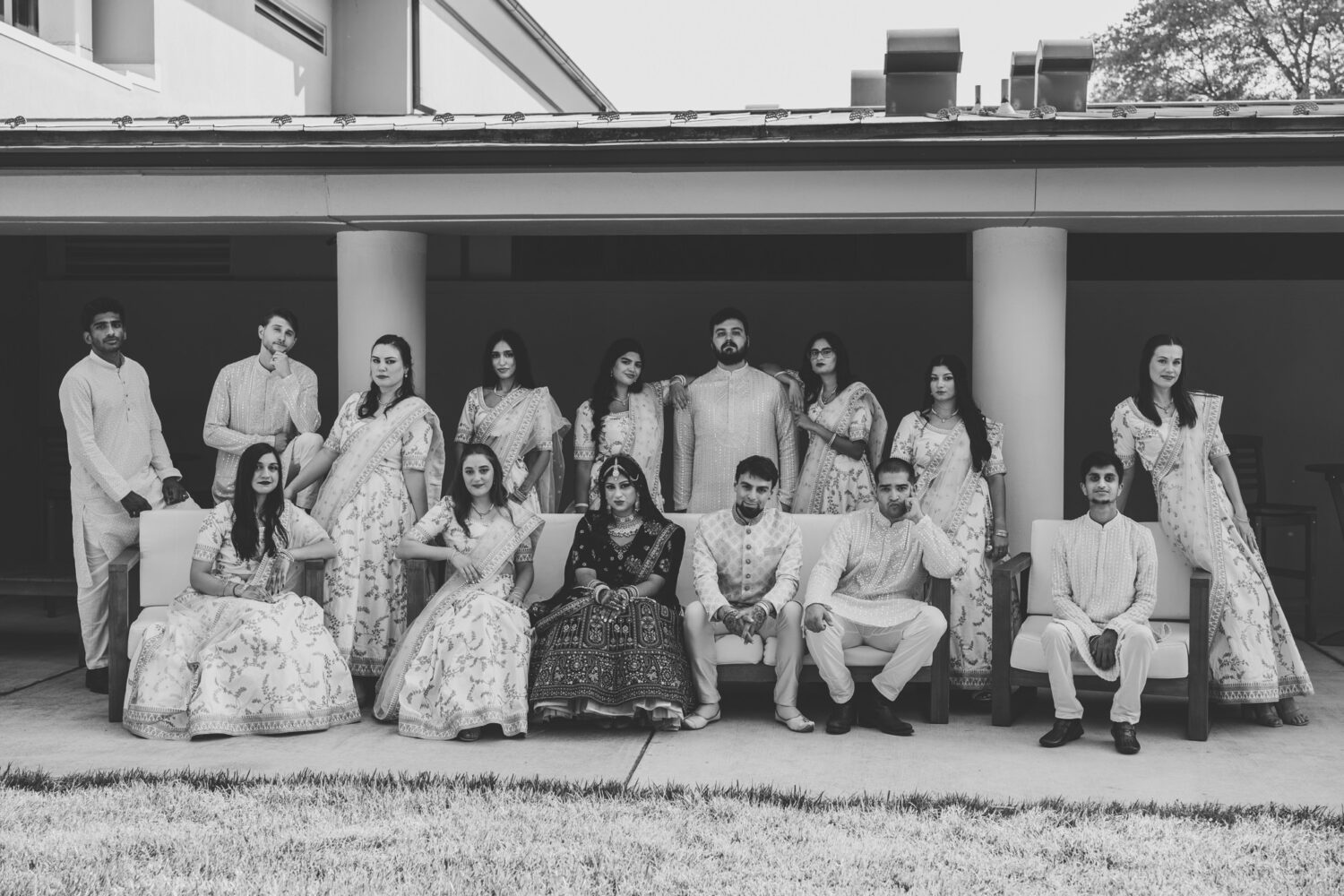 wedding party seated portrait 