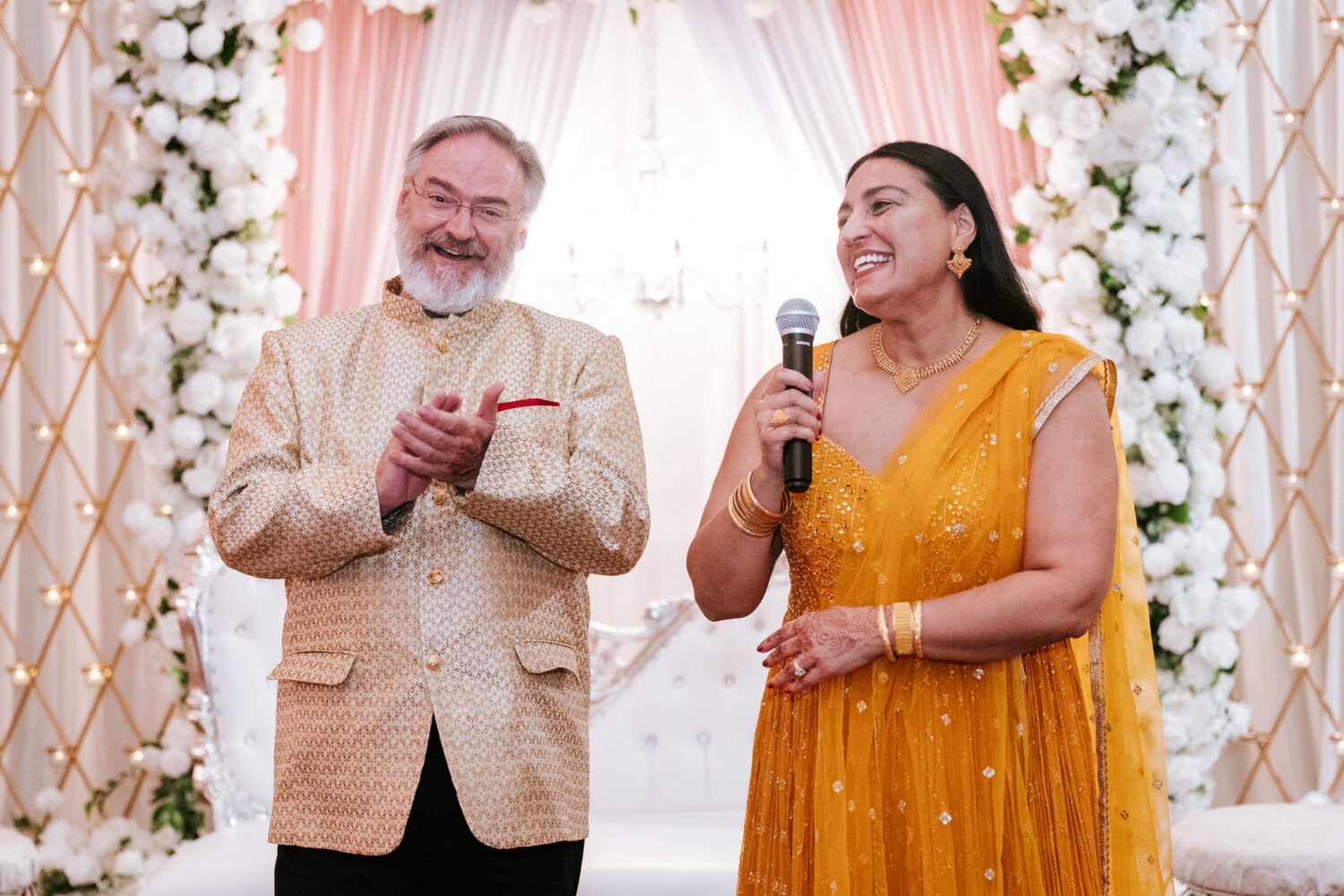 parents of the groom giving their reception speech