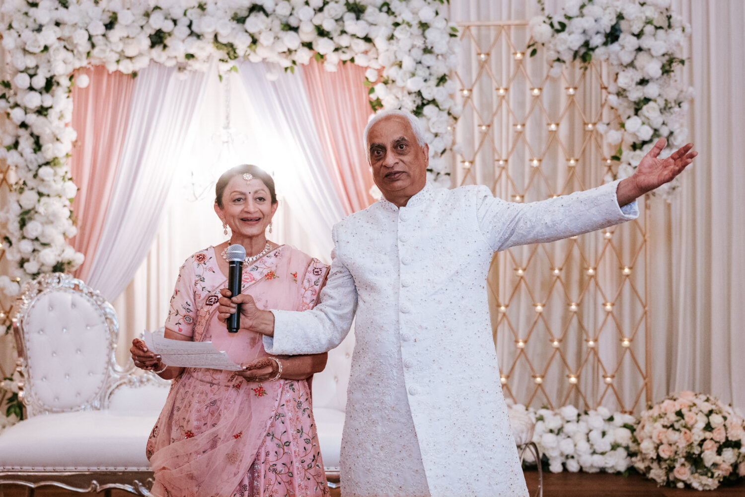 parents of the bride giving their reception speech