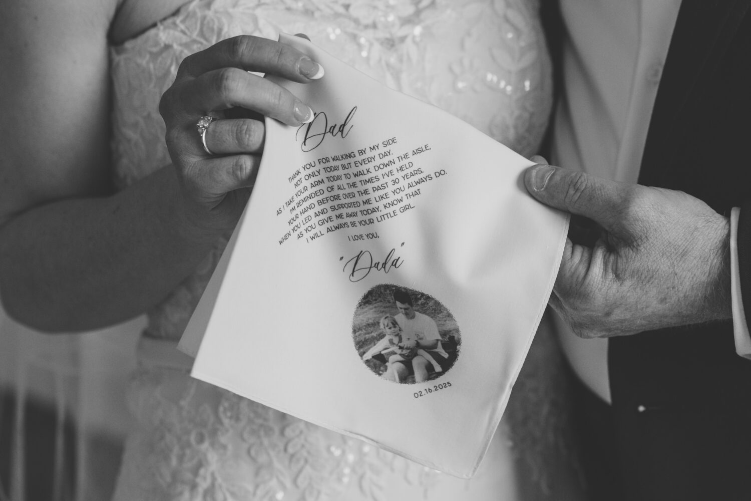 close up image of the gift given by the bride to her father