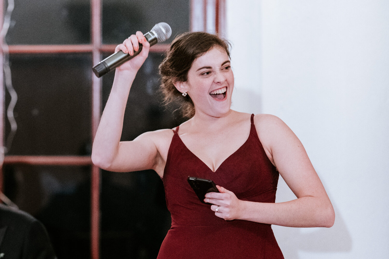 matron of honor giving her speech