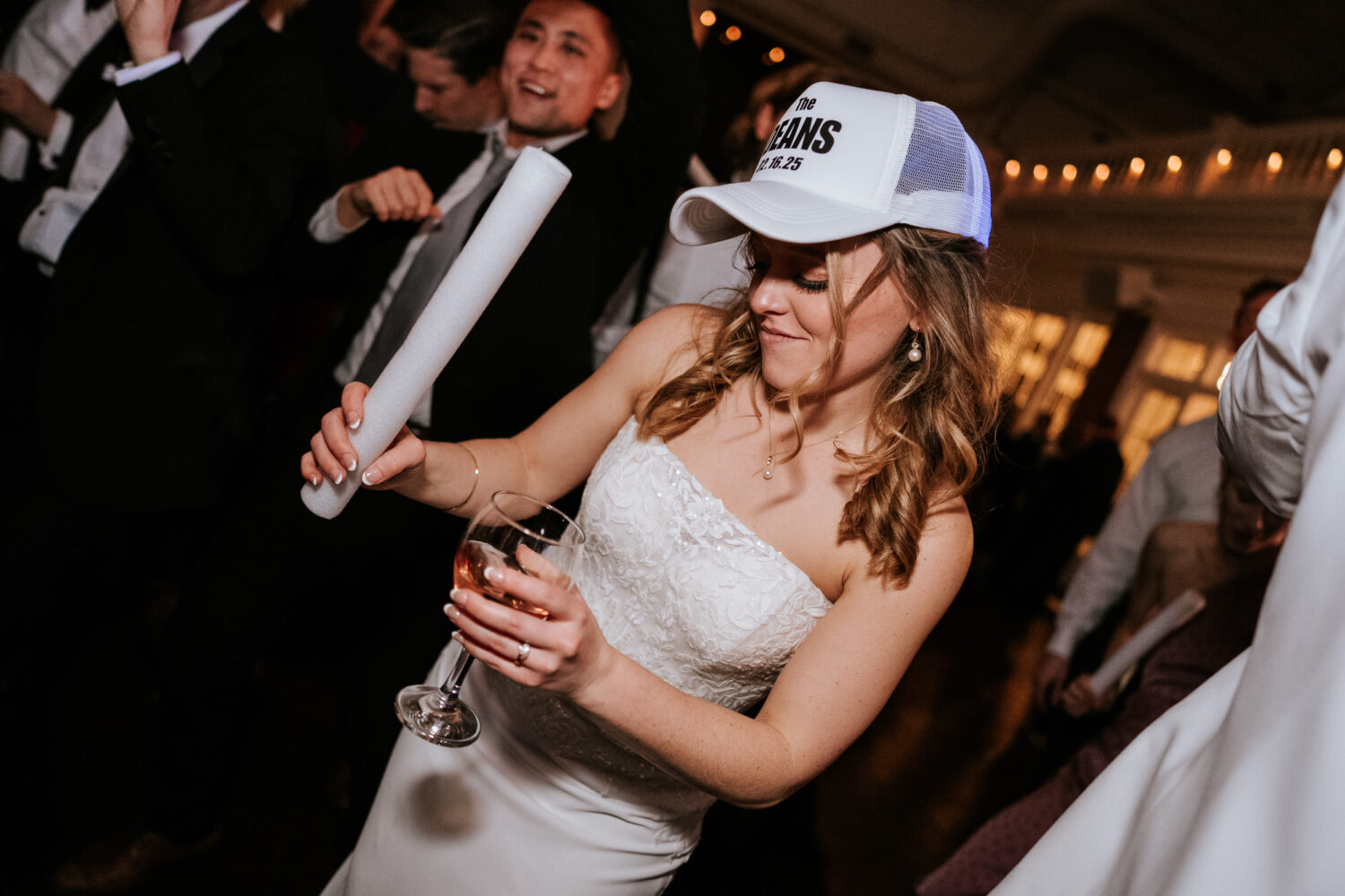 bride dancing on the dance floor with her guests