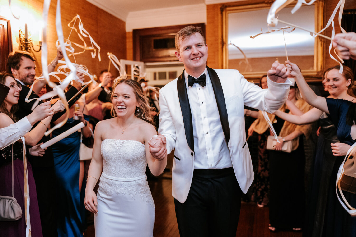 northern virginia wedding couple walking out of their wedding day