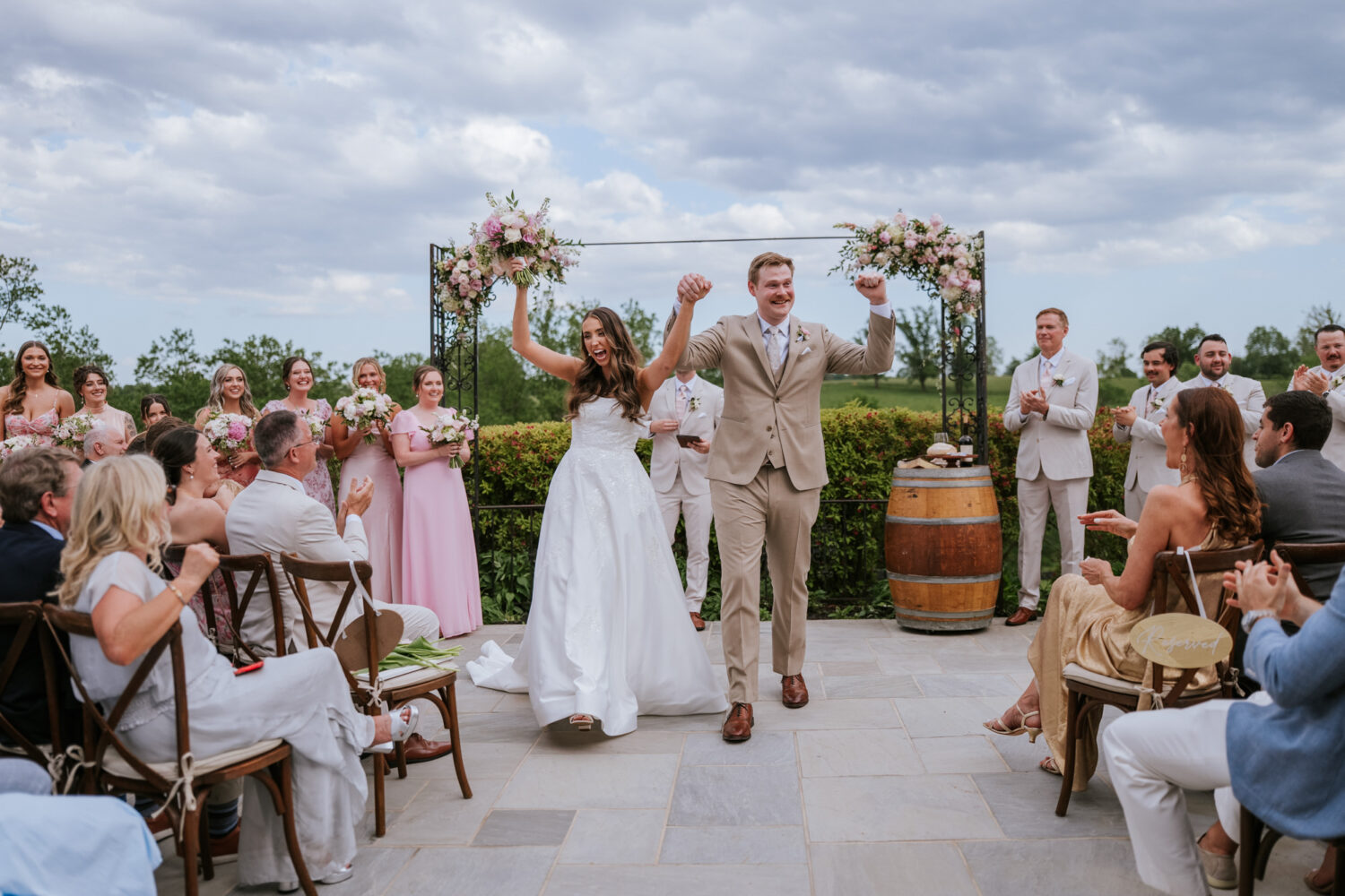 bride and groom excited after their northern virginia wedding ceremony concludes