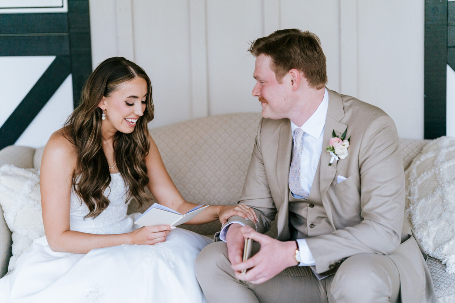 bride and groom sharing wedding vows privately