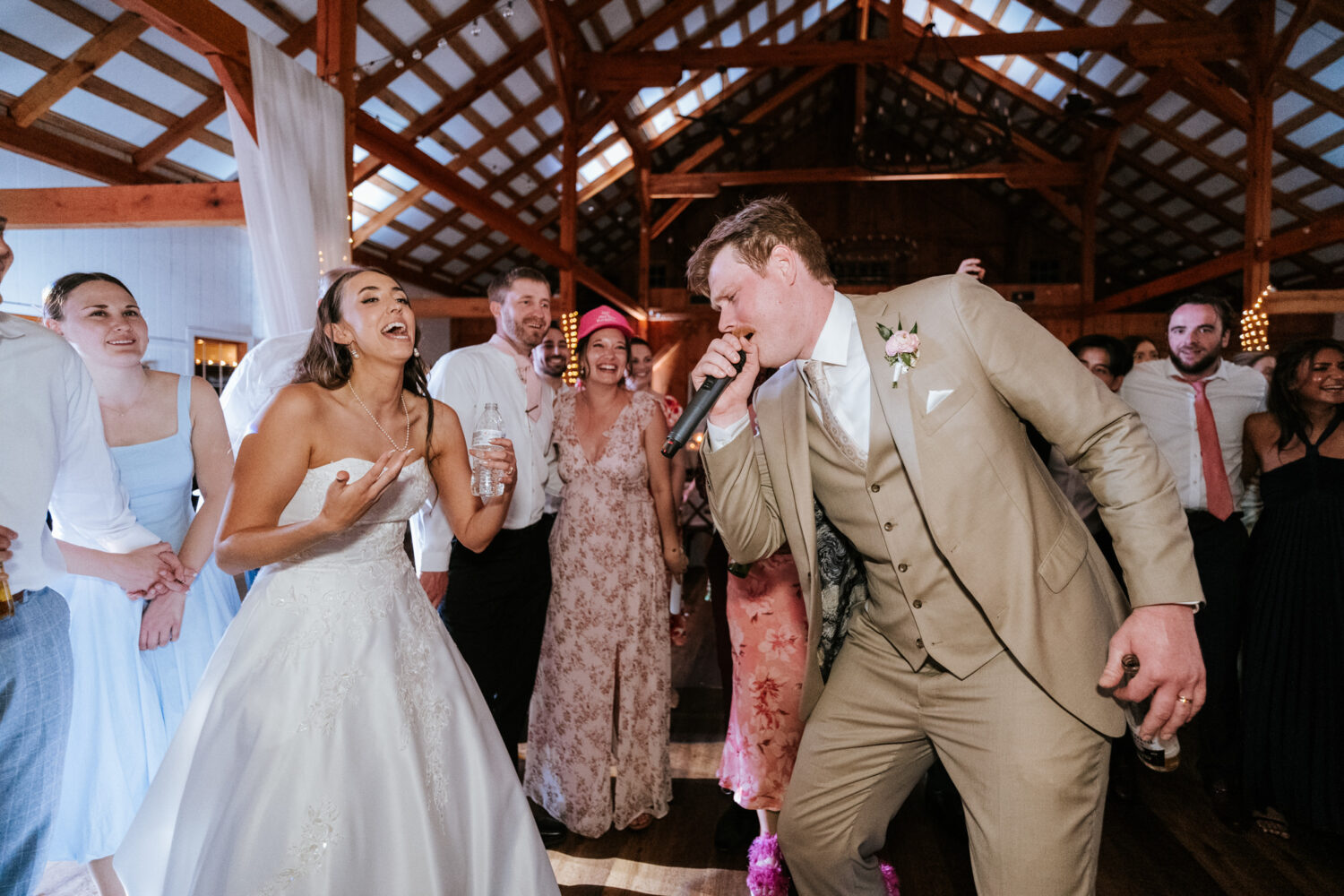 groom singing on the microphone