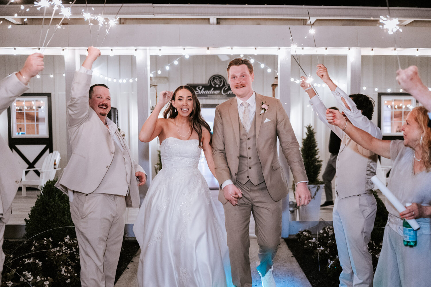 bride and groom exiting their shadow creek wedding