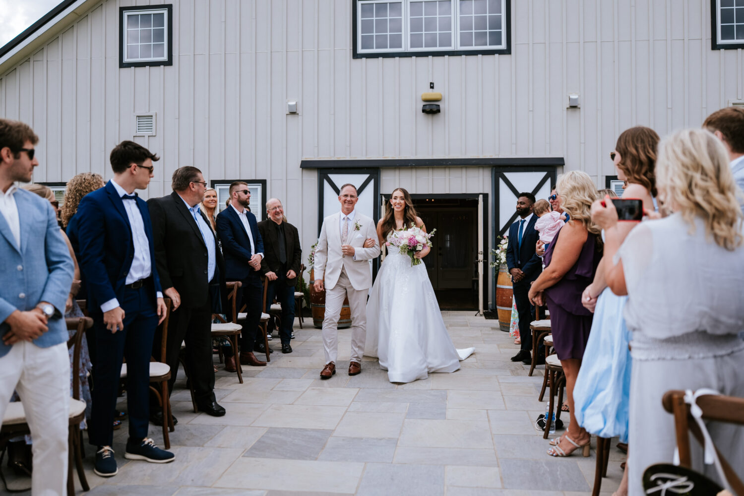 bride walking down the aisle at shadow creek in Northern Virginia
