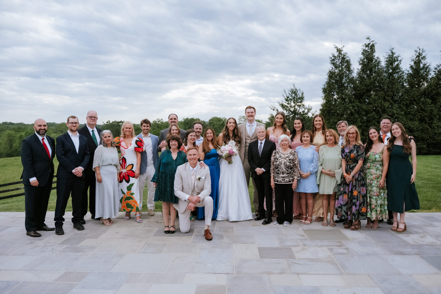wedding day portrait of the bride's extended family