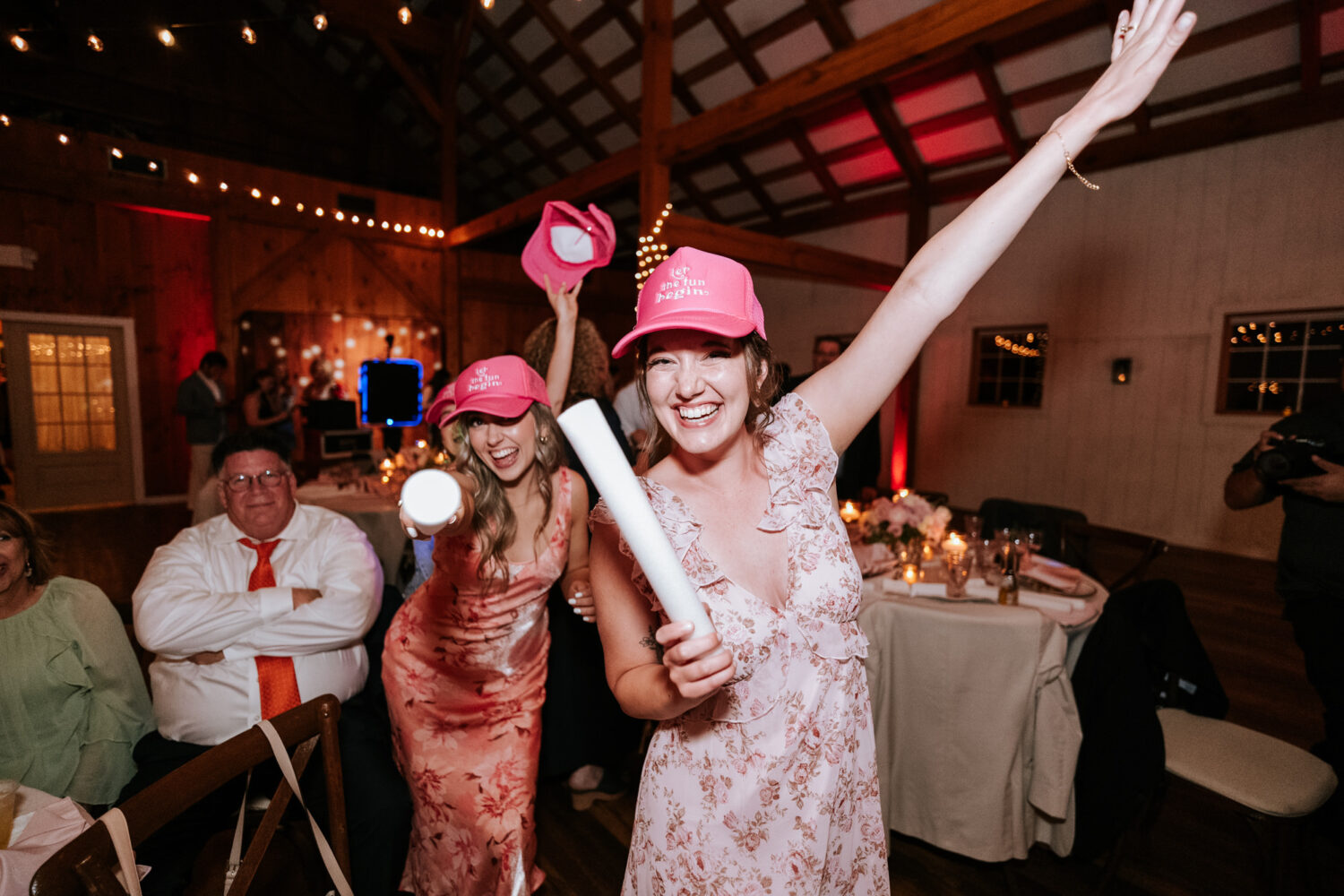 bridesmaids having fun on the dance floor