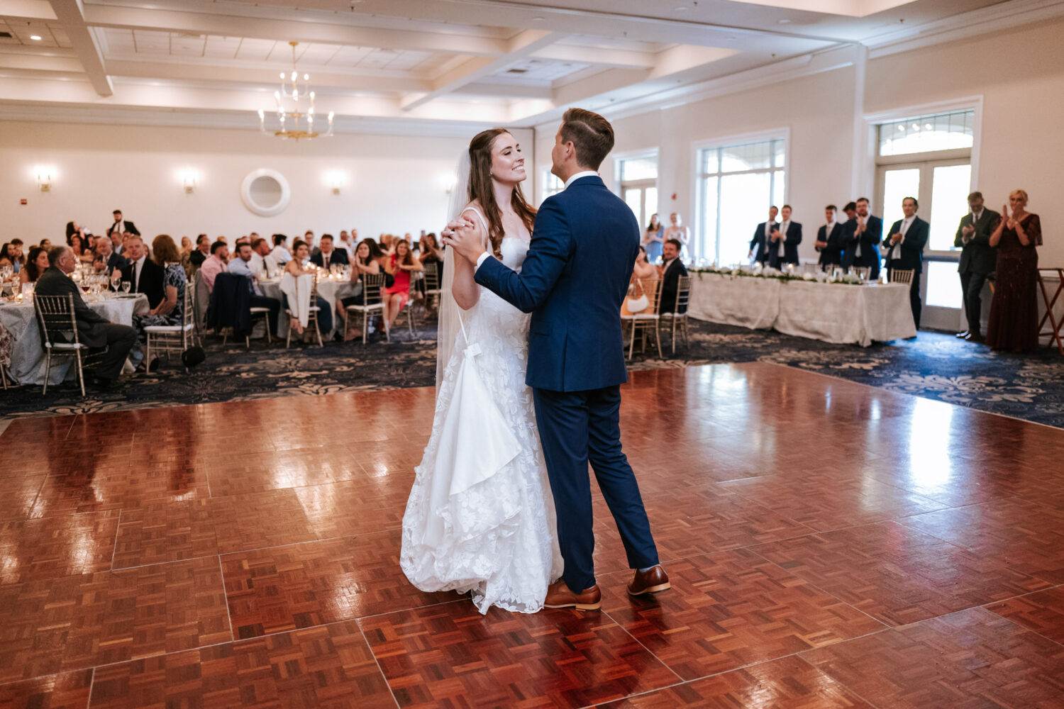bride and groom performing their first dance