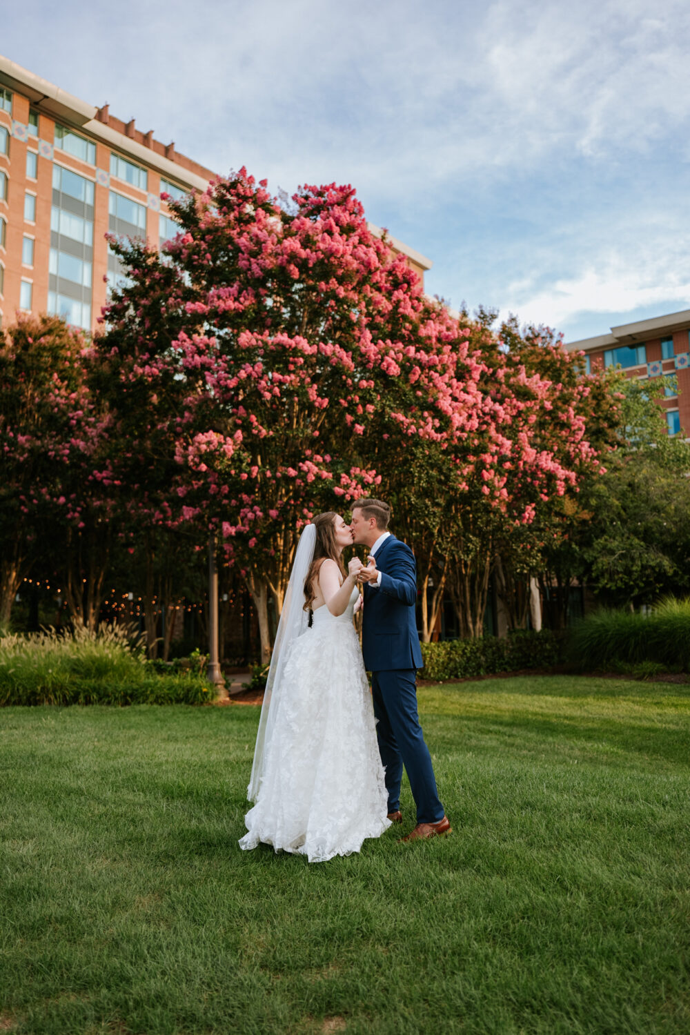 bride and groom kissing during their lansdowne resort wedding day