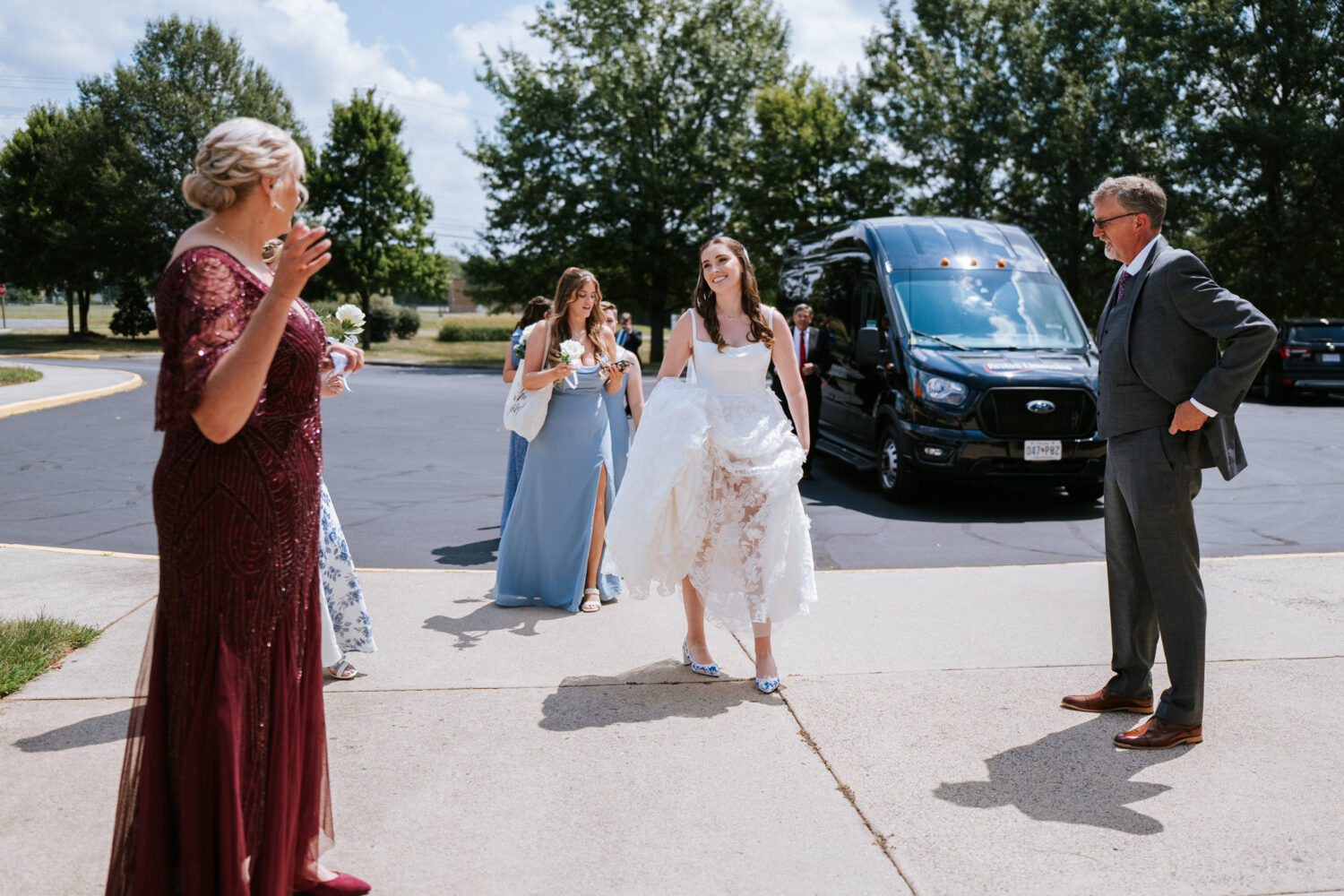 bride arriving to her ceremony location