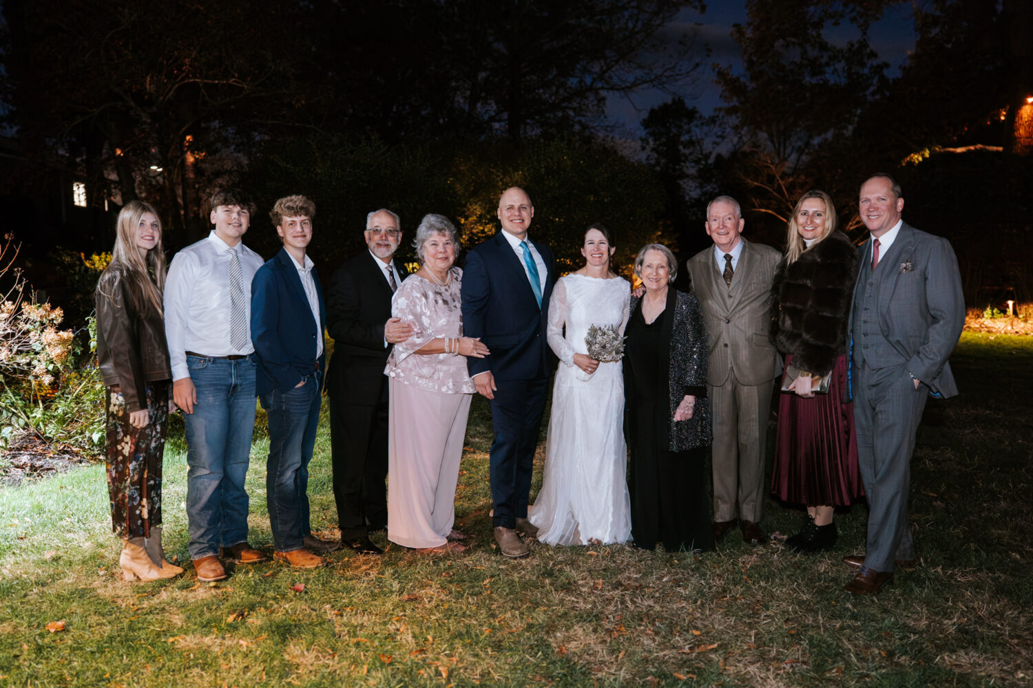 Family group photo at night at Goodstone Inn