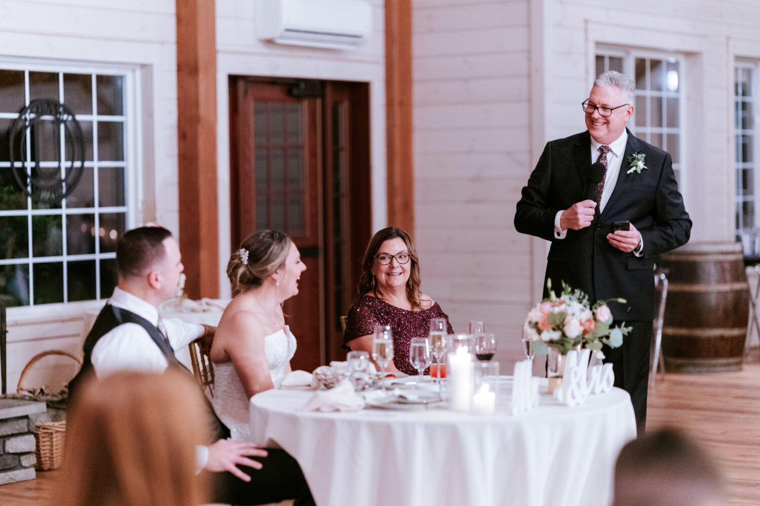 Wedding toast during reception
