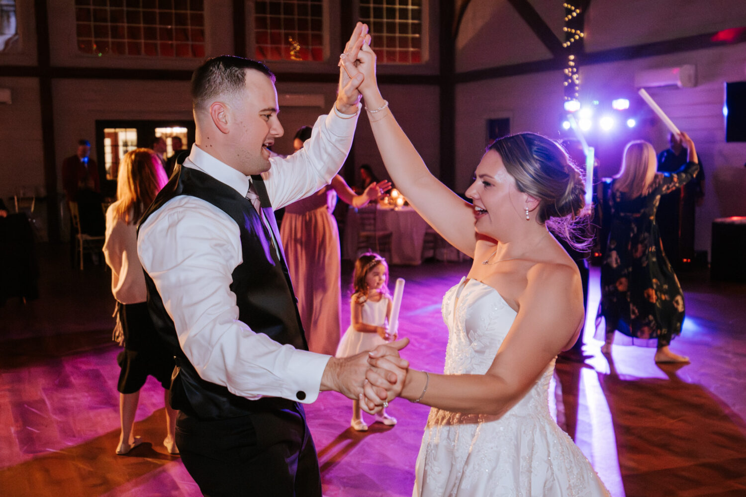 Bride and groom dancing during wedding reception in Berryville VA
